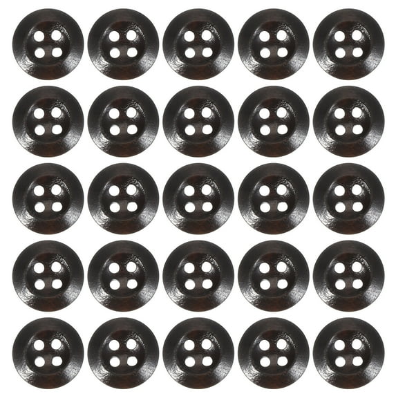 Wooden Buttons 3/5 Inch (15mm), 50 Pcs 4 Holes Handmade Ornament Sewing Button, Brown