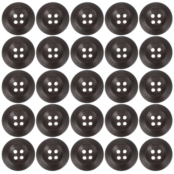 Wooden Buttons 8/9 Inch (23mm), 50 Pcs 4 Holes Handmade Ornament Sewing Button, Brown