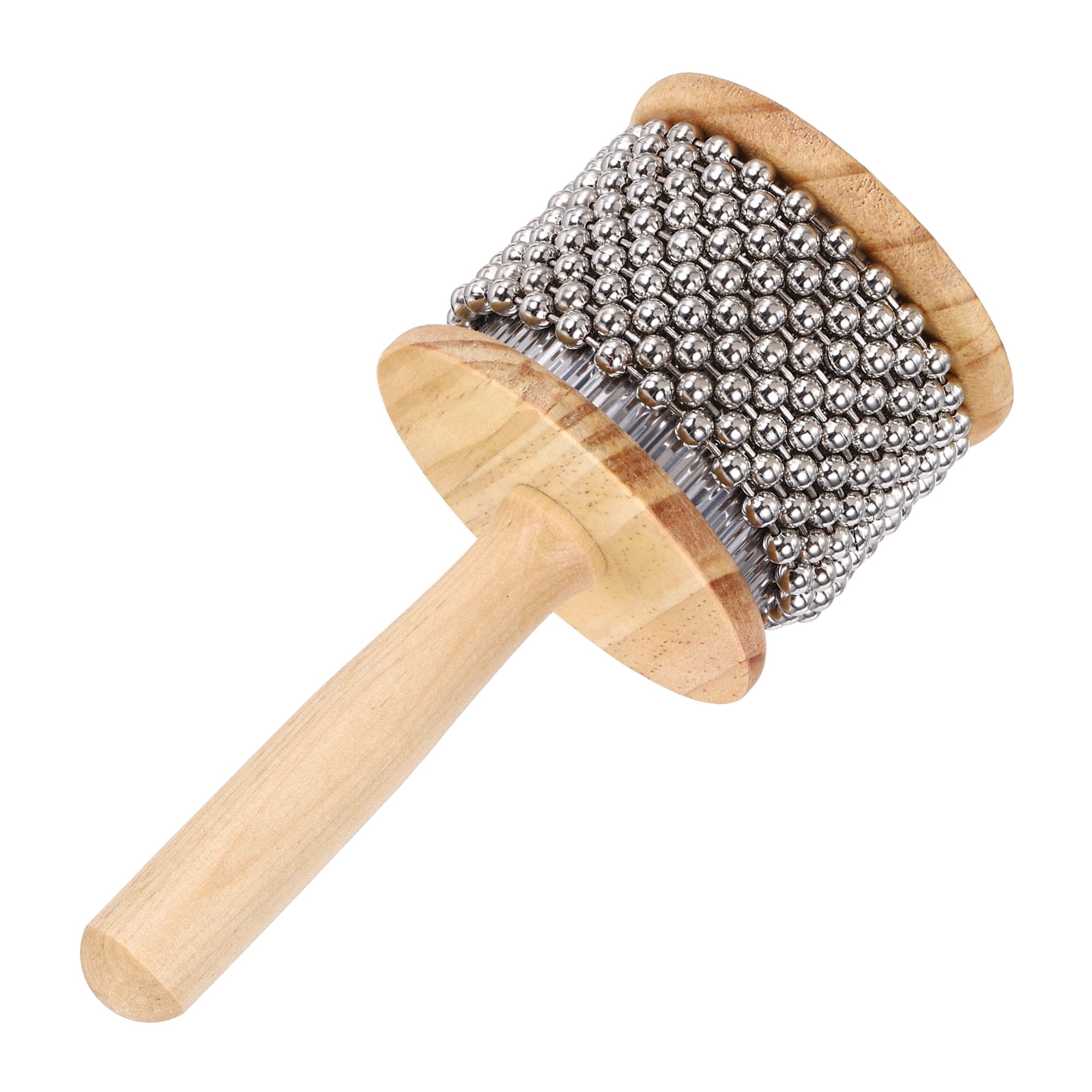 Uxcell Wooden Cabasa Percussion 3.3" Music Hand Shaker Musical Instrument with Metal Beads for Band Music Education Party Performance(Wood Color)