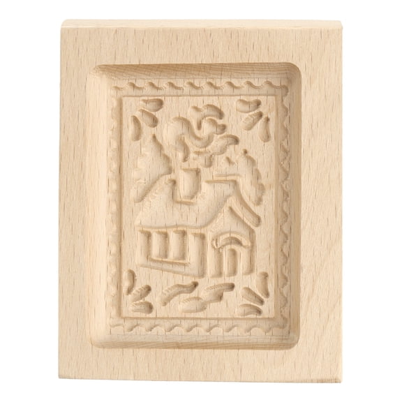 Uxcell Wooden Cookie Mould 3.94" x 3.15" Wooden Cookie Biscuit Mould Snow House Carved