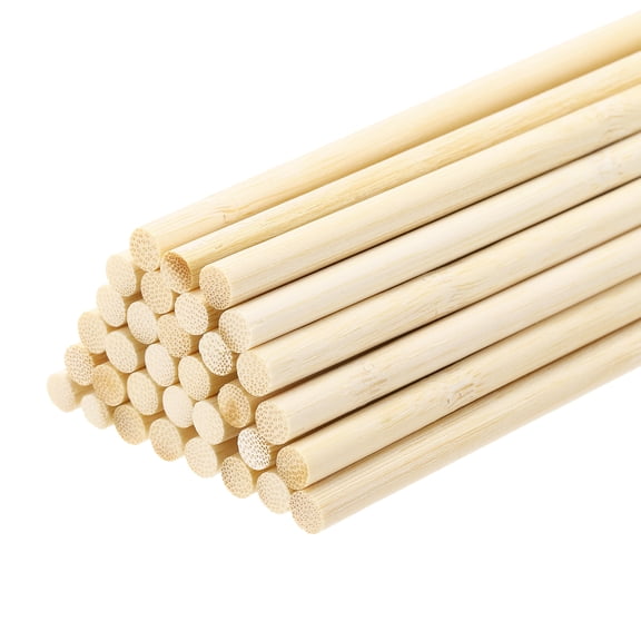Uxcell Wooden Dowel Rods, Round Unfinished Wood Sticks, Precut Natural Bamboo Stick for DIY Crafting, Hardwood Craft Dowel Rods, Cake Dowels, Natural Color 6/25 x 8 Inch
