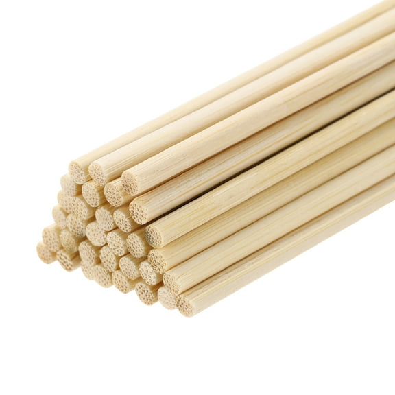 Uxcell Wooden Dowel Rods, Round Unfinished Wood Sticks, Precut Natural Bamboo Sticks for DIY Crafting, Hardwood Craft Dowel Rods, Cake Dowels, Natural Color 2/25 x 6 Inch