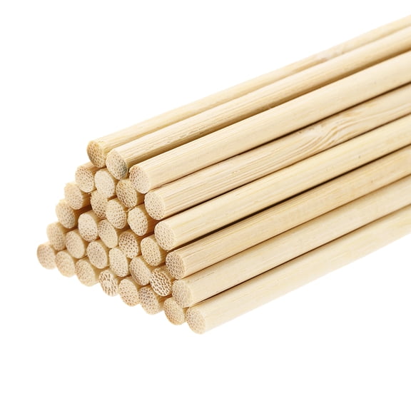 Uxcell Wooden Dowel Rods, Round Unfinished Wood Sticks, Precut Natural Bamboo Sticks for DIY Crafting, Hardwood Craft Dowel Rods, Cake Dowels, Natural Color 4/25 x 8 Inch