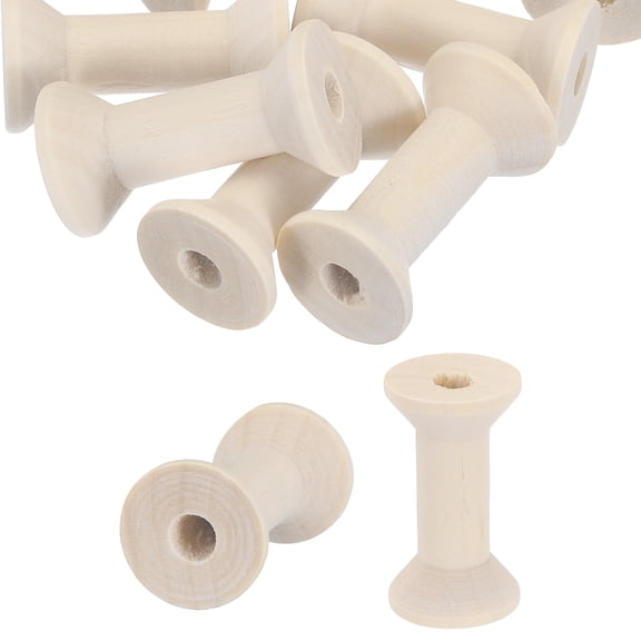 Uxcell Wooden Empty Spools 1.6" x 0.9", Unfinished Wood Sewing Thread Spool for Crafts Embroidery, Wood Color 40Pcs