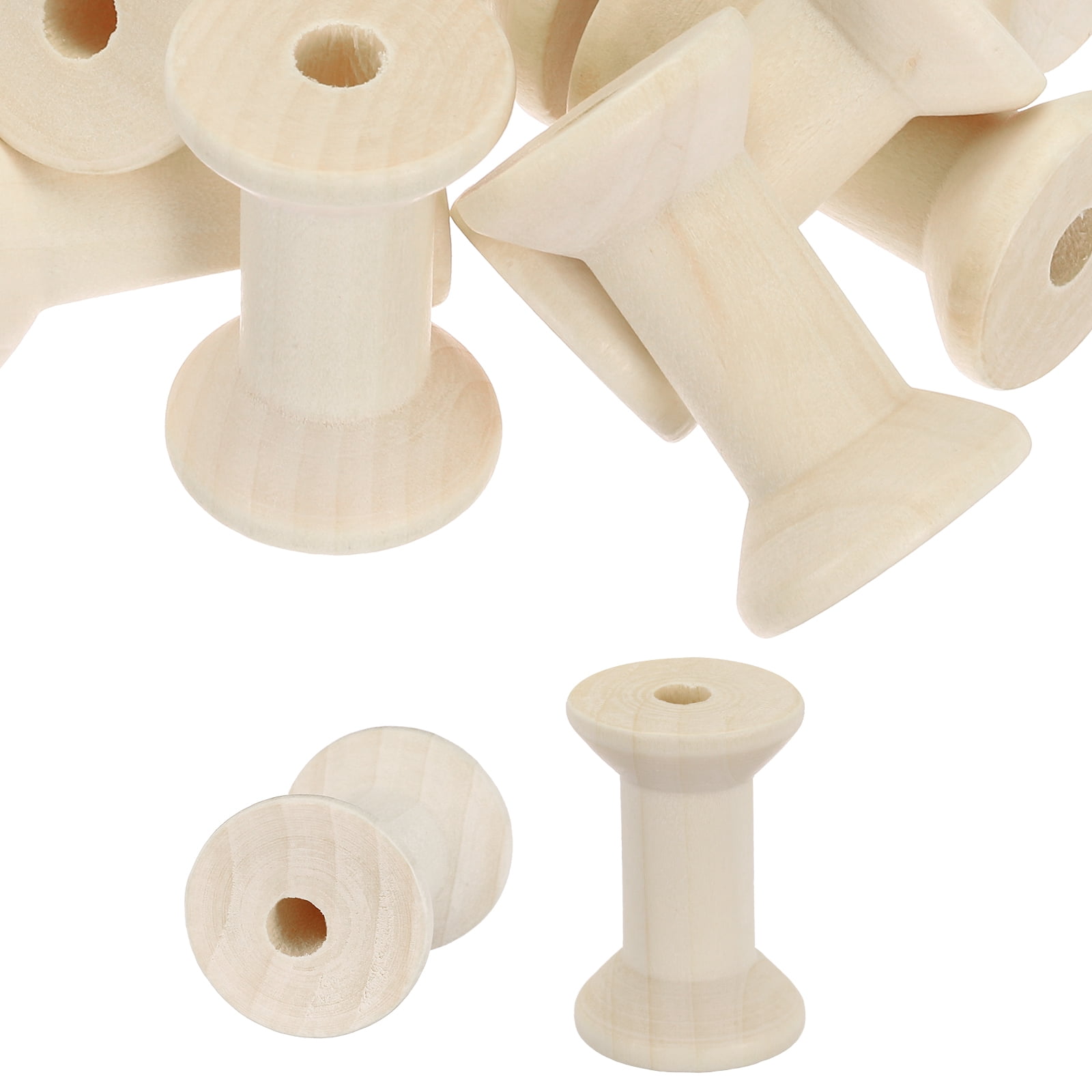 Uxcell Wooden Empty Spools 3.1" x 1.7", Unfinished Wood Sewing Thread ...
