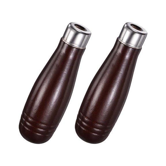 Uxcell Wooden File Handle with Metal Collars 10mm(0.39") Hole 2 Pcs, Ergonomic Replacement Screwdriver Drill File Wood Handle for 6-12" Cutting Tool, Suit for DIY Making Repair