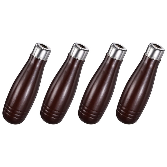 Uxcell Wooden File Handle with Metal Collars 10mm(0.39") Hole 4 Pcs, Ergonomic Replacement Screwdriver Drill File Wood Handle for 6-12" Cutting Tool, Suit for DIY Making Repair
