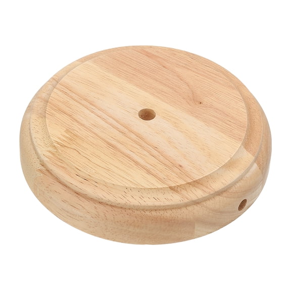 Uxcell 6" x 1.3" Wooden Lamp Base, Round Solid Wooden Base Wood Desk Lamp Display Stand Replacement