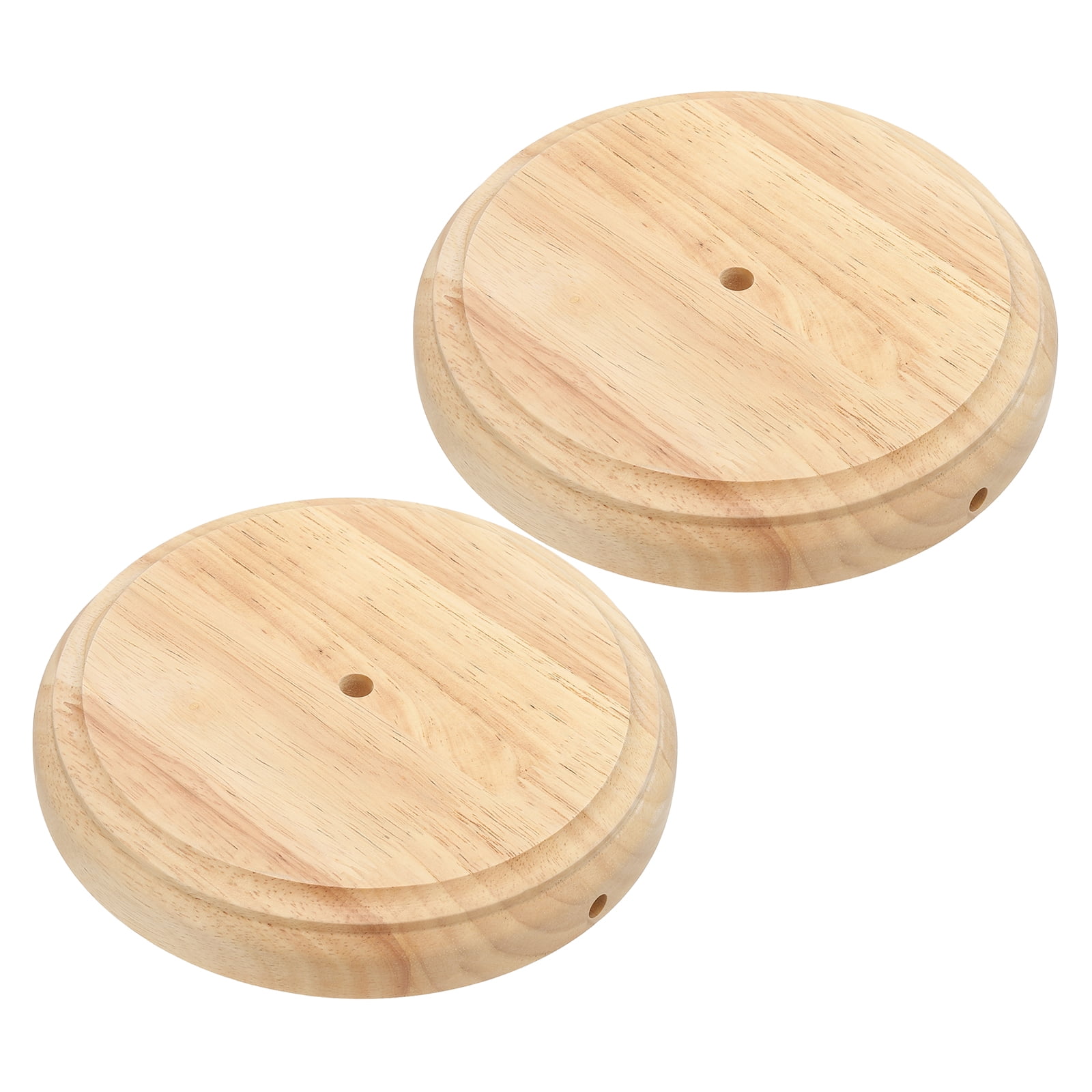 Uxcell 7.5" x 1.3" Wooden Lamp Base, 2pcs Round Solid Wooden Base Wood Desk Lamp Display Stand Replacement