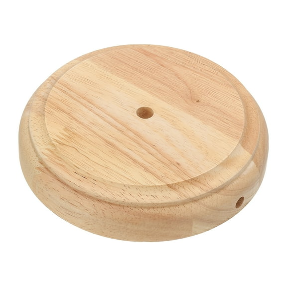 Uxcell 6.5" x 1.3" Wooden Lamp Base, Round Solid Wooden Base Wood Desk Lamp Display Stand Replacement