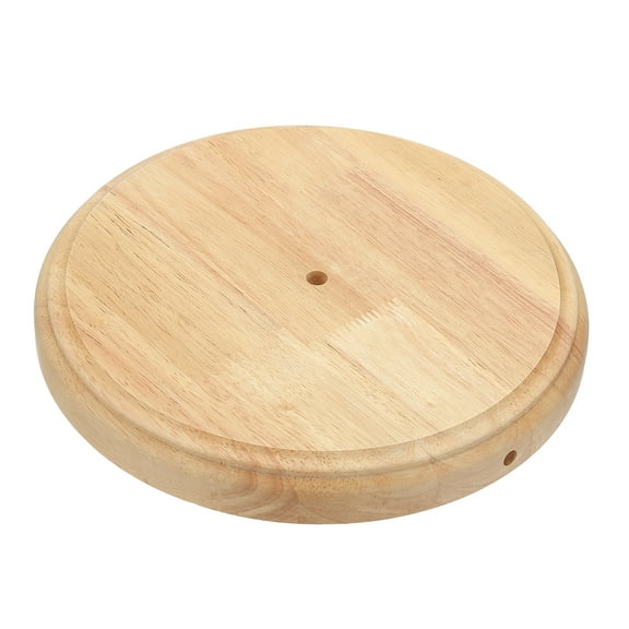 Uxcell 9.5" x 1.3" Wooden Lamp Base, Round Solid Wooden Base Wood Desk Lamp Display Stand Replacement