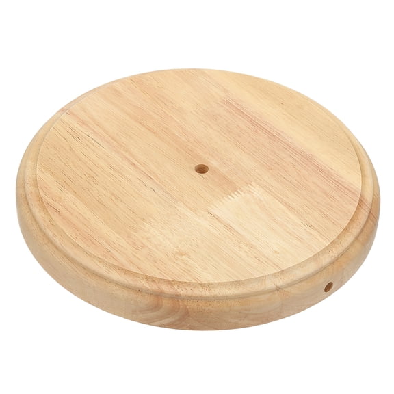 Uxcell 10.5" x 1.3" Wooden Lamp Base, Round Solid Wooden Base Wood Desk Lamp Display Stand Replacement
