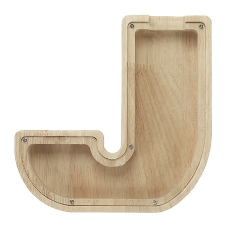 Uxcell Wooden Letter Bank, Letter J Clear Acrylic Money Saving Box