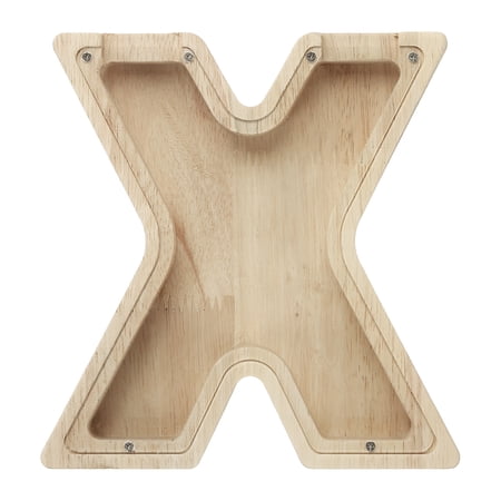 Uxcell Wooden Letter Bank, Letter X Clear Acrylic Money Saving Box