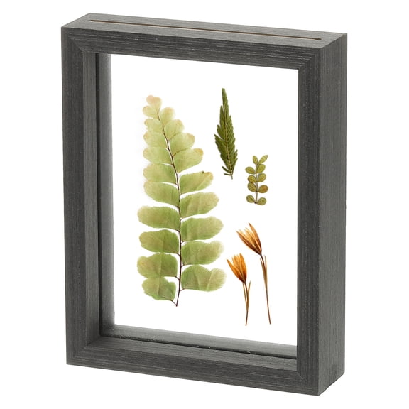Uxcell Wooden Pressed Flower Frame Handmade, 4x5 Inch Rectangle Floating Picture Frame Double Glass Frame for Pressed Flowers Artwork Photo Frame Tabletop Display, Natural