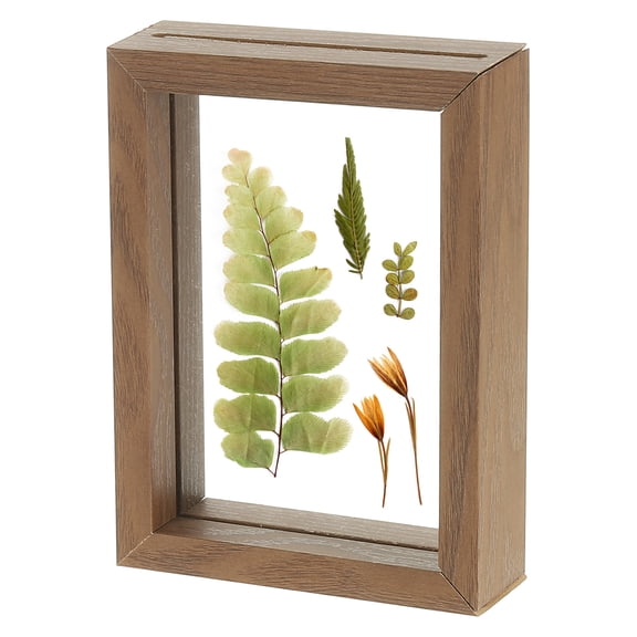 Uxcell Wooden Pressed Flower Frame Handmade, 4x5 Inch Rectangle Floating Picture Frame Double Glass Frame for Pressed Flowers Artwork Photo Frame Tabletop Display, Natural
