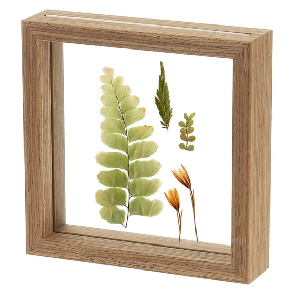 Uxcell Wooden Pressed Flower Frame Handmade, 4x5 Inch Rectangle Floating Picture Frame Double Glass Frame for Pressed Flowers Artwork Photo Frame Tabletop Display, Natural