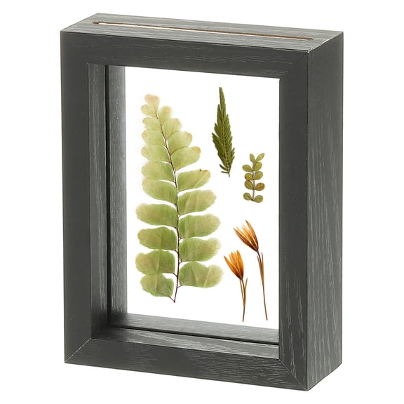 Uxcell Wooden Pressed Flower Frame Handmade, 4x5 Inch Rectangle Floating Picture Frame Double Glass Frame for Pressed Flowers Artwork Photo Frame Tabletop Display, Natural
