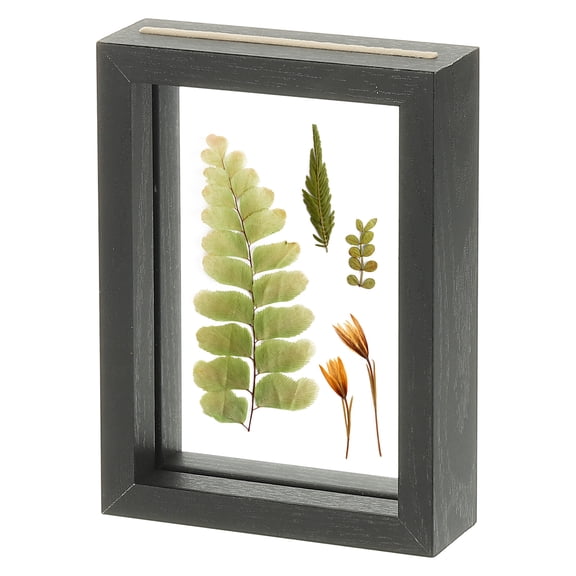 Uxcell Wooden Pressed Flower Frame Handmade, 4x5 Inch Rectangle Floating Picture Frame Double Glass Frame for Pressed Flowers Artwork Photo Frame Tabletop Display, Natural