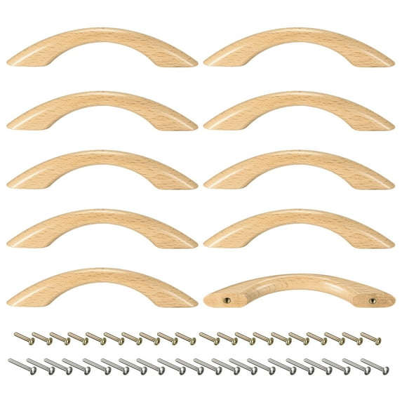 Uxcell Wooden Pull Handle, 10 Pack 192mm/3.78" Hole Distance Wood Pulls for Drawer