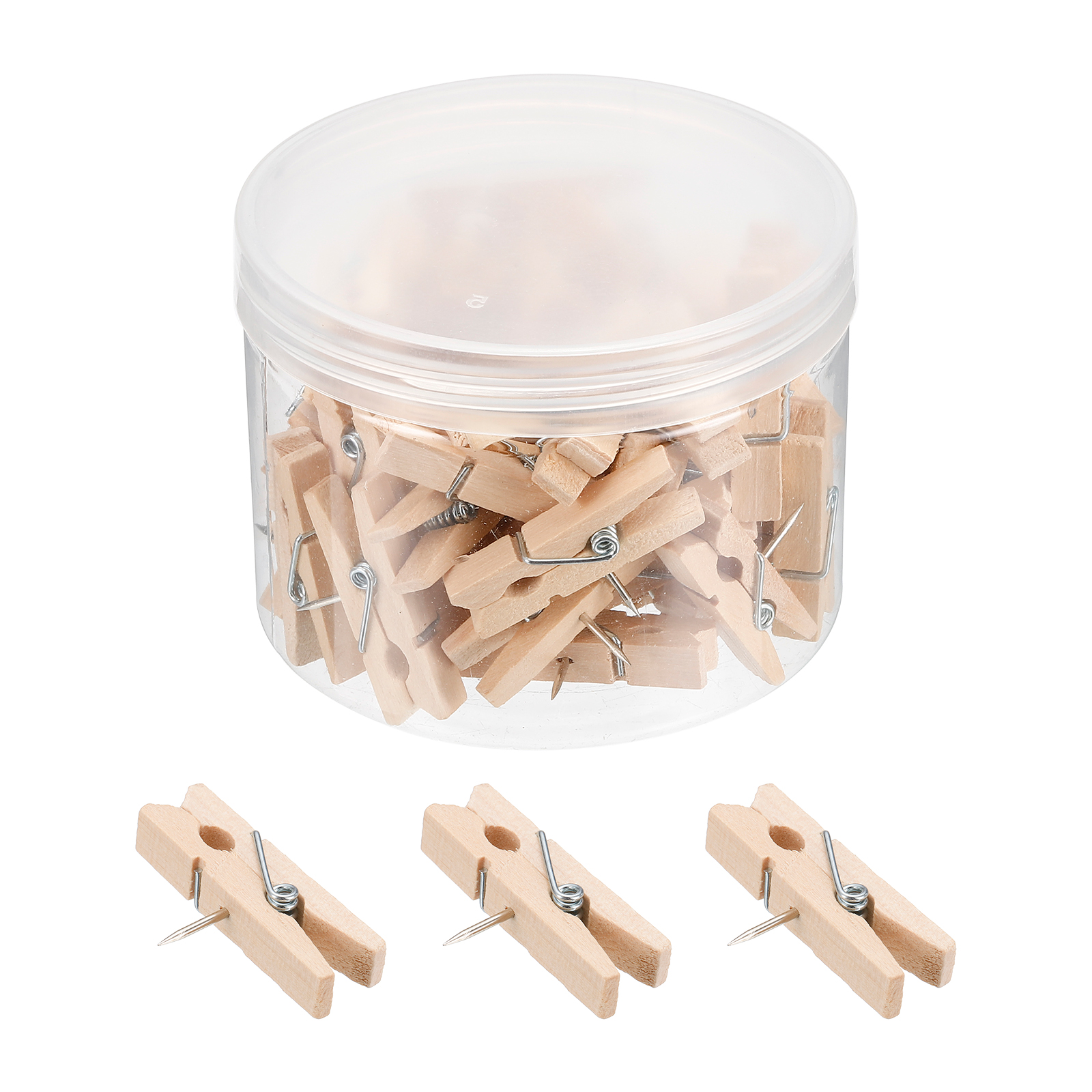 Uxcell Wooden Push Pins Decorative Pushpin with Clip for Craft Art, 50 ...