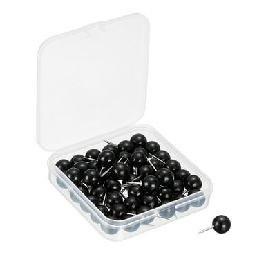 Uxcell Wooden Push Pins Decorative Round Head Steel Needle, Black 50 Pack