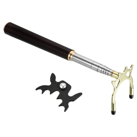 Uxcell Wooden Retractable Billiards Pool Cue Stick Bridge with Removable High Bridge Head, Gold/Black