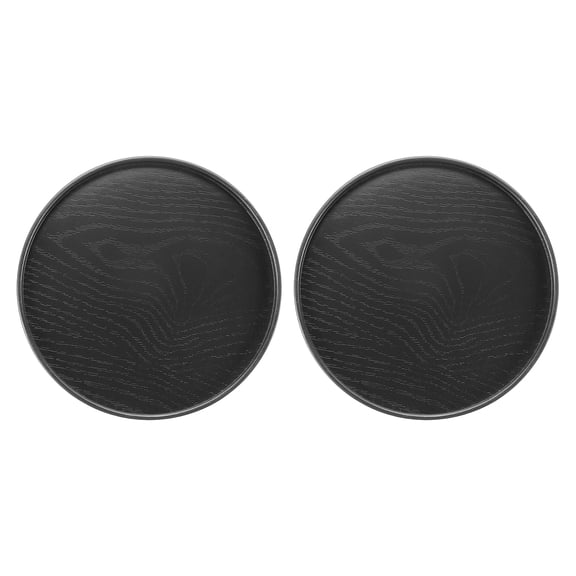 Uxcell Wooden Serving Tray, Round Decorative Platter for Home and Kitchen Use Black 8.3 Inch