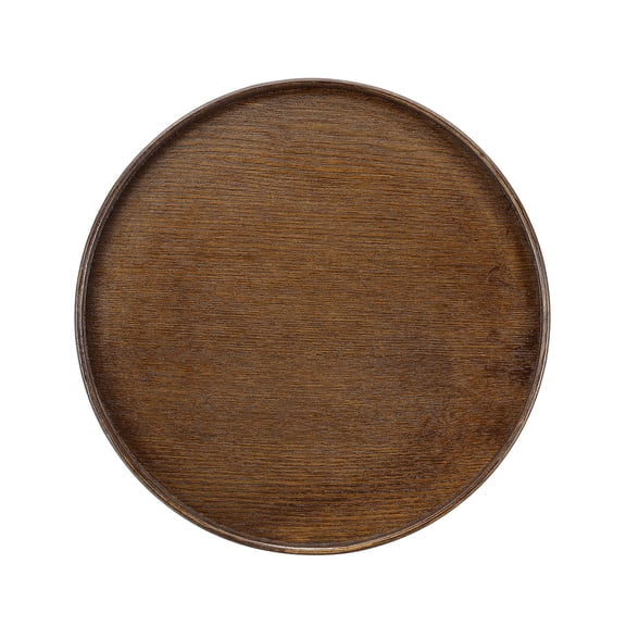 Uxcell Wooden Serving Tray Round Decorative Platter for Serving Food and Drinks with Stylish Design Brown 10.6 Inch