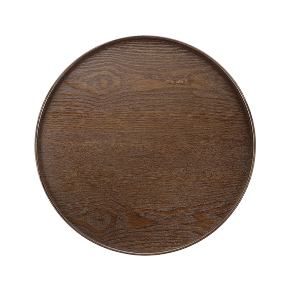 Uxcell Wooden Serving Tray Round Decorative Platter for Serving Food and Drinks with Stylish Design Brown 15.2 Inch