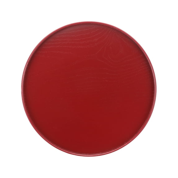 Uxcell Wooden Serving Tray Round Decorative Platter for Serving Food and Drinks with Stylish Design Red 11.8 Inch