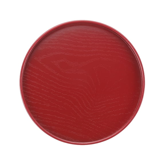 Uxcell Wooden Serving Tray Round Decorative Platter for Serving Food and Drinks with Stylish Design Red 8.3 Inch