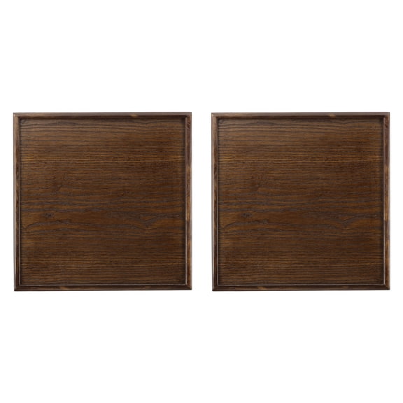 Uxcell Wooden Serving Tray, Square Decorative Platter for Food and Drinks Serving Brown 11.8x11.8 Inch