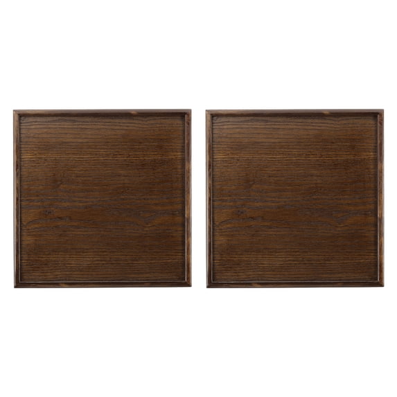 Uxcell Wooden Serving Tray, Square Decorative Platter for Food and Drinks Serving Brown 13x13 Inch