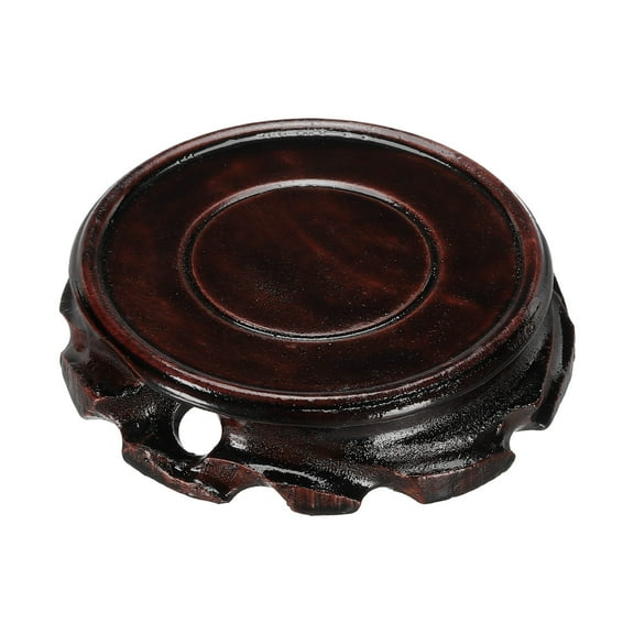 Uxcell Wooden Stand Holders Displays Base 80mm/3.15" Diameter Black for Vase Bonsai Stone