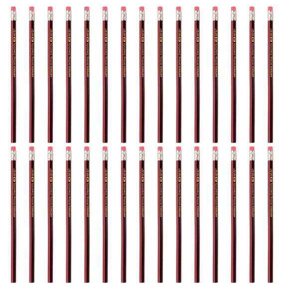 Uxcell Wooden Triangular Pencils, 30 Pcs 2B Pencils Graphite Round Pencils for Classroom Teacher Office Supplies, Red Black