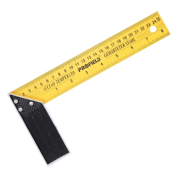 Uxcell Woodworking Square Ruler 10" Carbon Steel Try Square Precision Framing Carpenter Tool Right Angle Ruler with Aluminium Handle for Professional Carpentry, Yellow Black