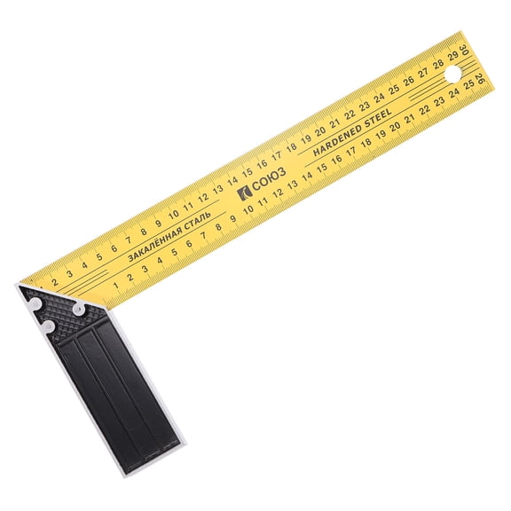 Uxcell Woodworking Square Ruler 12" Carbon Steel Try Square Metric Precision Framing Carpenter Tool Right Angle Ruler with Aluminium Handle for Professional Carpentry, Yellow Black