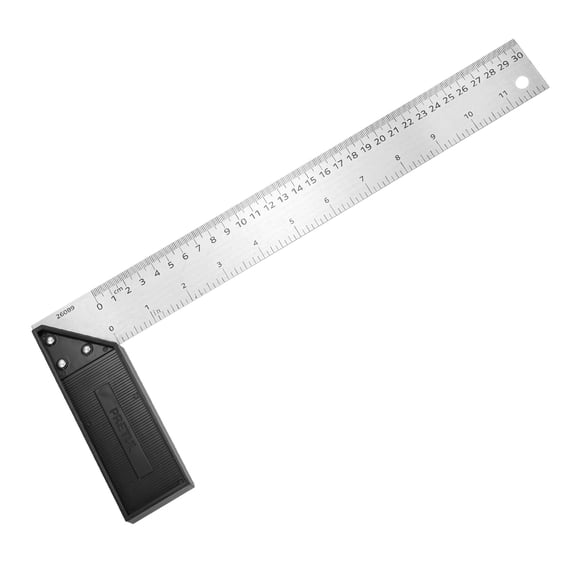 Uxcell Woodworking Square Ruler 12" Stainless Steel Try Square Precision Framing Carpenter Tool Metal Right Angle Ruler with Plastic Handle for Professional Carpentry, Silver Black