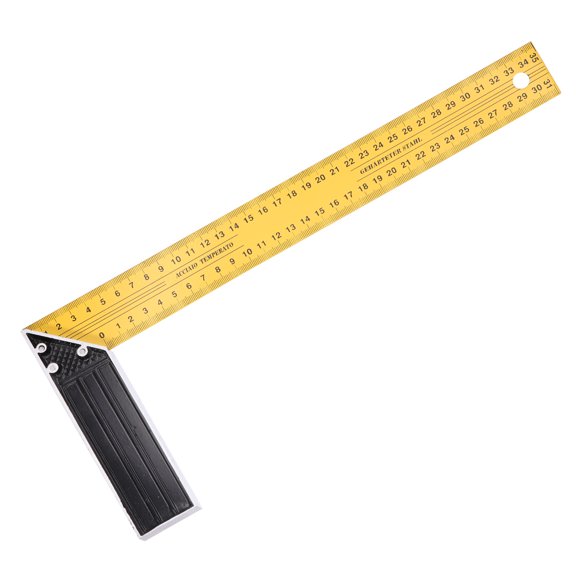 Uxcell Woodworking Square Ruler 14" Carbon Steel Try Square Metric Precision Framing Carpenter Tool Right Angle Ruler with Aluminium Handle for Professional Carpentry, Yellow Black