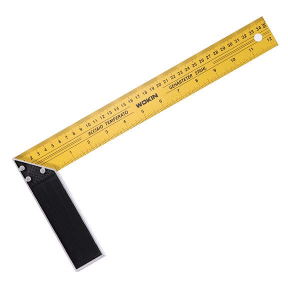 Uxcell Woodworking Square Ruler 14" Carbon Steel Try Square Precision Framing Carpenter Tool Right Angle Ruler with Aluminium Handle for Professional Carpentry, Yellow Black