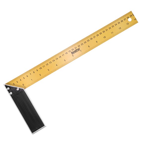 Uxcell Woodworking Square Ruler 16" Carbon Steel Try Square Precision Framing Carpenter Tool Right Angle Ruler with Aluminium Handle for Professional Carpentry, Yellow Black