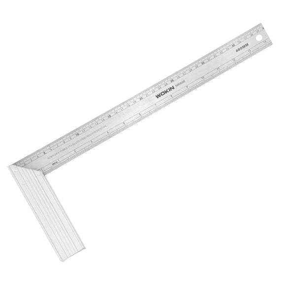 Uxcell Woodworking Square Ruler 16" Stainless Steel Try Square Precision Framing Carpenter Tool Metal Right Angle Ruler with Alloy Handle for Professional Carpentry, Silver