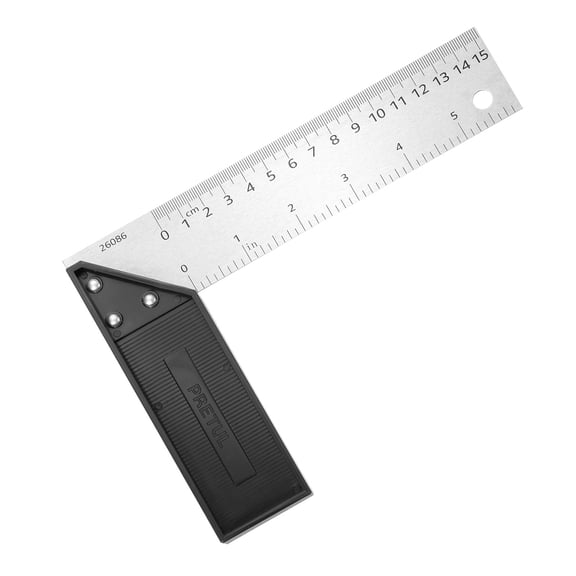 Uxcell Woodworking Square Ruler 6" Stainless Steel Try Square Precision Framing Carpenter Tool Metal Right Angle Ruler with Plastic Handle for Professional Carpentry, Silver Black