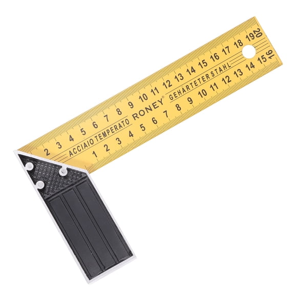Uxcell Woodworking Square Ruler 8" Carbon Steel Try Square Metric Precision Framing Carpenter Tool Right Angle Ruler with Aluminium Handle for Professional Carpentry, Yellow Black