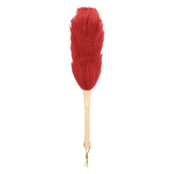Uxcell Wool Duster, 14.2" Natural Feather Cleaner Household Cleaning Duster with Solid Wooden Handle for Cleaning Fans Window Blinds Shelves Furniture, Red