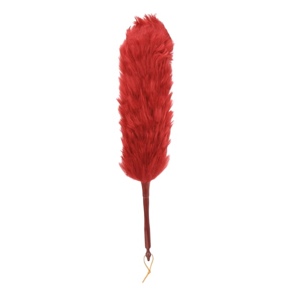 Uxcell Wool Duster, 24.4" Natural Feather Cleaner Household Cleaning Duster with Solid Wooden Handle for Cleaning Fans Window Blinds Shelves Furniture, Red
