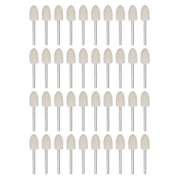 Uxcell Wool Felt Mounted Mandrel 10mm x 19mm 1/8 Inch Shank Conical Bits, 40 Pieces