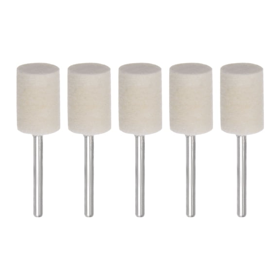 Uxcell Wool Felt Mounted Mandrel 12mm x 18mm 1/8 Inch Shank Cylinder Bits, 5 Pieces