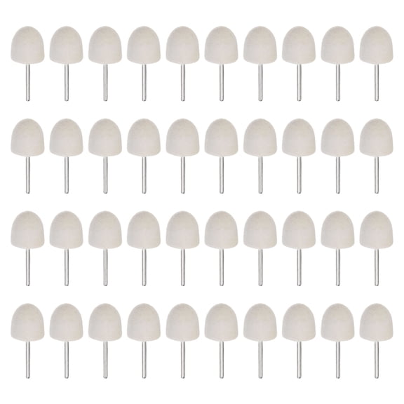 Uxcell Wool Felt Mounted Mandrel 20mm x 20mm 1/8 Inch Shank Conical Bits, 40 Pieces